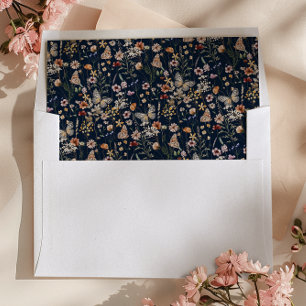 Navy Blue Floral Envelope Liner