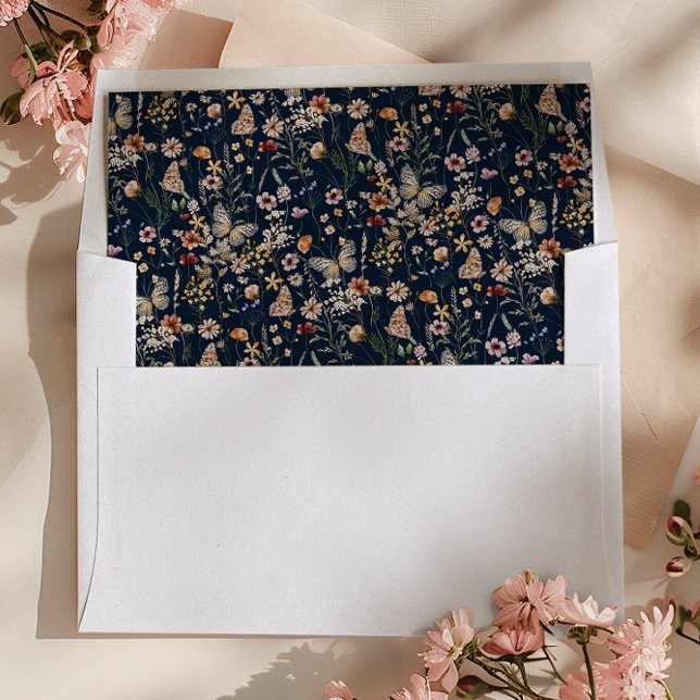 Navy Blue Floral Envelope Liner (Navy Blue Floral Envelope Liner by Painted Paperie
)