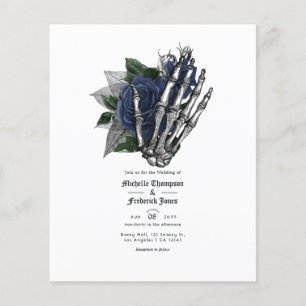 Navy Blue Floral Gothic Wedding Invitation Flyer