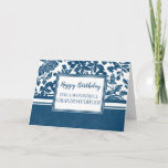 Navy Blue Floral Granddaughter Birthday Card<br><div class="desc">Pretty and thoughtful greeting card for granddaughter's birthday with blue and white floral design and hand lettered style text.</div>