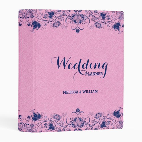 Navy_Blue Floral Lace With Light Pink Linen Mini B Mini Binder