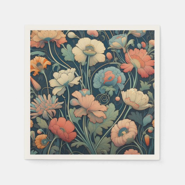 Navy blue floral napkins (Front)