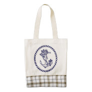 Navy Blue Floral Nautical Anchor & Wreath Zazzle Heart Tote Bag at Zazzle