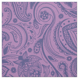 Navy Blue Floral Paisley-Custom Purple background Fabric