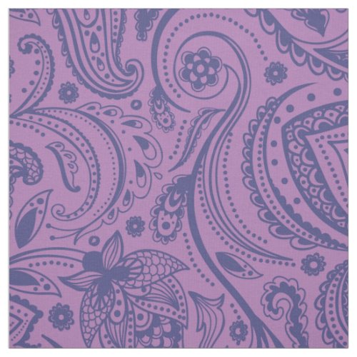 Navy Blue Floral Paisley_Custom Purple background Fabric