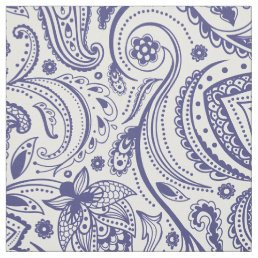 Navy Blue Floral Paisley-Custom White background Fabric