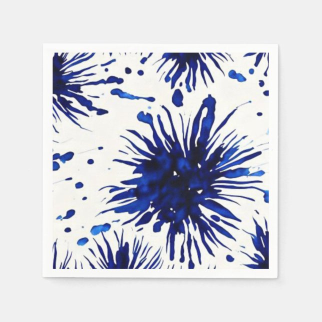 navy blue floral pattern napkins (Front)