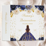 Navy Blue Floral Princess Photo Album 3 Ring Binder<br><div class="desc">This elegant and glamorous Quinceañera binder features a beautiful princess with dark hair in a tiara and navy blue ball gown. The text combines handwritten script and modern sans serif fonts for a classy and sophisticated look. The floral arrangements and gold confetti create the perfect blend of rustic and chic....</div>