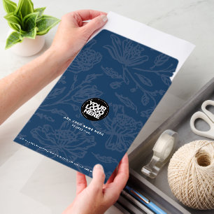 Navy Blue Floral Professional Stylish Cute Envelope Mailers