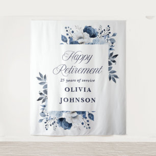 Navy Blue Floral Retirement Party Photo Backdrop
