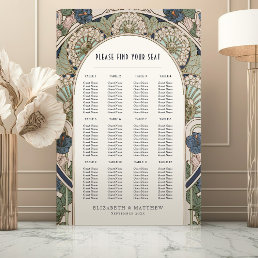 Navy Blue Floral Seating Chart Vintage Wedding Foam Board