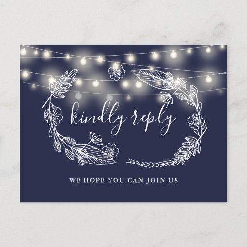Navy Blue Floral Song Request RSVP Card