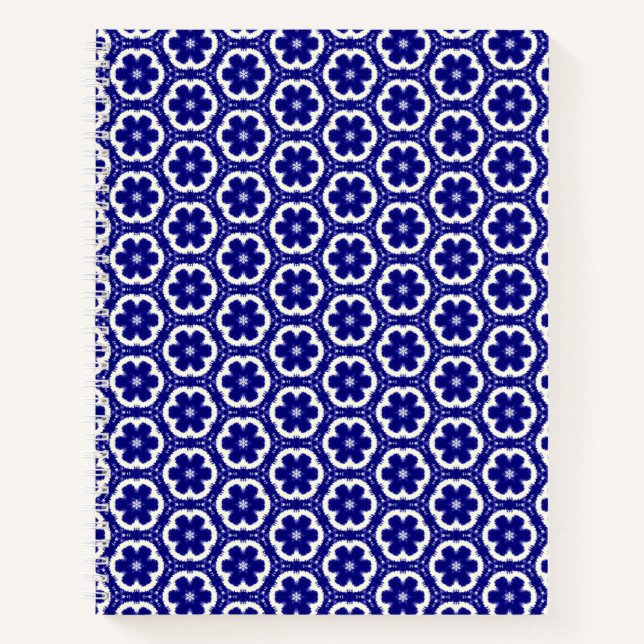 Navy Blue Floral Spiral Notebook (Front)