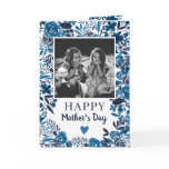 Navy blue Floral watercolor poem photo Mother day Card Navy blue Floral watercolor poem photo Mother day Card