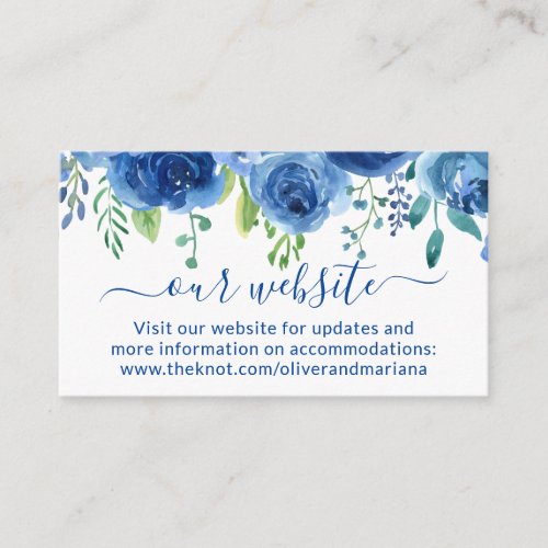 Navy Blue Floral Website Wedding  Enclosure Card