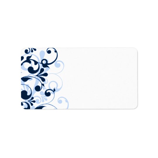 navy blue floral wedding blank address label zazzle com