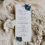Navy Blue Floral Wedding Dinner Menu<br><div class="desc">Elegant floral wedding dinner menu card featuring watercolor illustration of navy blue peony flowers with greenery.</div>