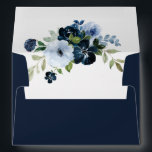 navy blue floral wedding envelope<br><div class="desc">The navy and blue flowers,  return address,  names and color on this envelope can be personalized.</div>