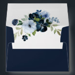 navy blue floral wedding envelope<br><div class="desc">The navy and blue flowers,  return address,  names and color on this envelope can be personalized.</div>