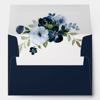 navy blue floral wedding envelope