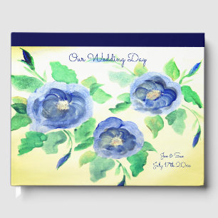 Navy Blue Floral Wedding Guest Book