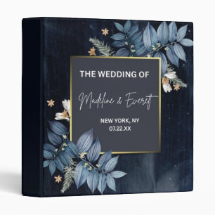 Navy Blue Floral Wedding Guest Book 3 Ring Binder