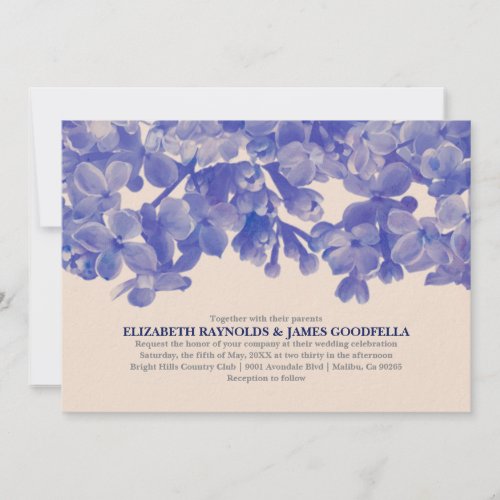 Navy Blue Floral Wedding Invitations