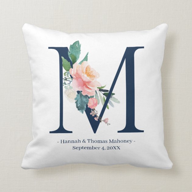 navy monogram pillow