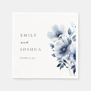Navy Blue Floral Wedding Napkins