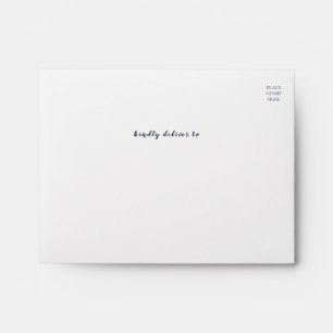 Navy Blue Floral Wedding Return Address Envelope