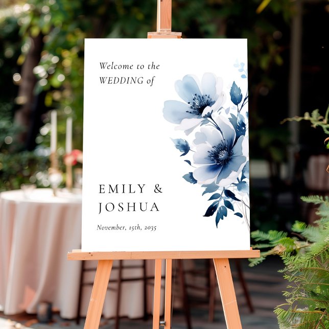 Navy Blue Floral Wedding Welcome Sign (Creator Uploaded)