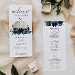 Navy Blue Floral White Pumpkin Wedding Programs<br><div class="desc">Everyone will love reading the details of your wedding with this beautiful wedding program! This white pumpkin with navy flowers themed design is perfect for your fall or winter wedding. Easily edit to create your own unique ceremony program!</div>