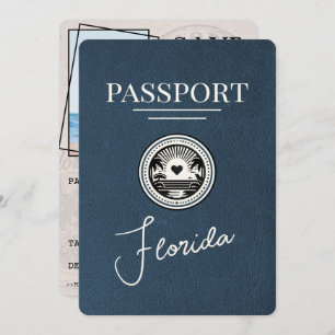 Navy Blue Florida Passport Save The Date