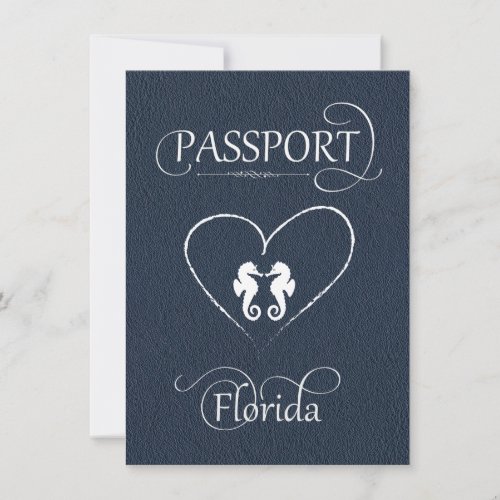 Navy Blue Florida Passport Save the Date Card