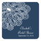 Navy Blue Flower Bridal Shower Favor Sticker