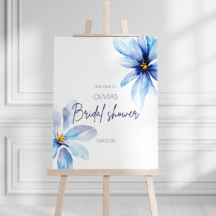 Navy blue Flower Minimalist Bridal Shower Welcome Foam Board
