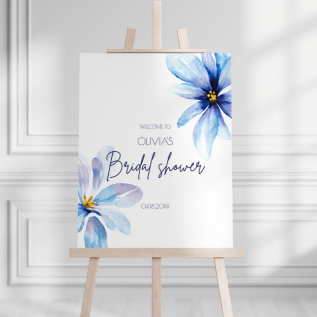 Navy blue Flower Minimalist Bridal Shower Welcome Foam Board (Creator Uploaded)