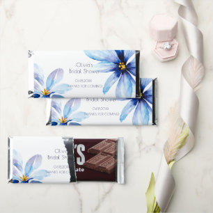 Navy blue Flower Minimalist elegant Bridal Shower Hershey Bar Favors