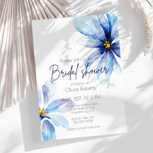 Navy blue Flower Minimalist elegant Bridal Shower