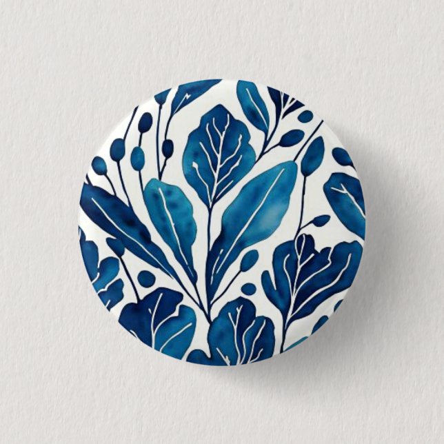 Navy blue flower pattern button (Front)