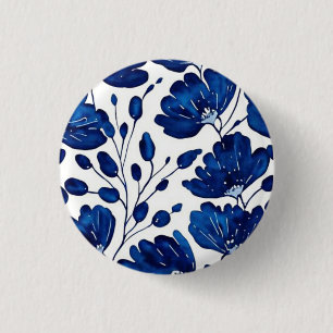 Navy blue flower pattern button