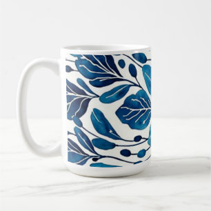 Navy blue flower pattern coffee mug