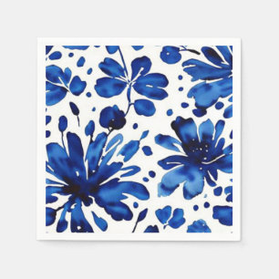 Navy blue flower pattern napkins