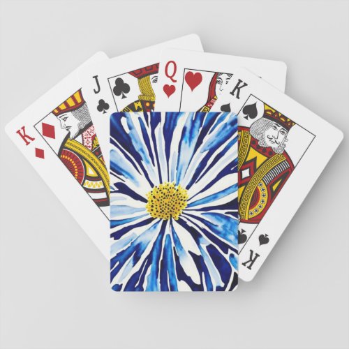 Navy blue flower pattern poker cards
