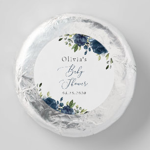 Navy Blue Flowers, Greenery, Boho, Baby Shower Dipped Oreo Cookie Favors