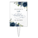 Navy Blue Flowers, Greenery, Boho, Birthday Cake Topper