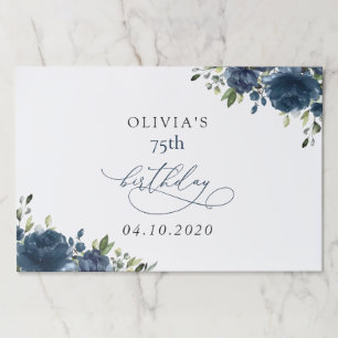 Navy Blue Flowers, Greenery, Boho, Birthday Paper Pad