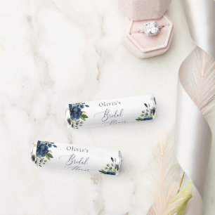 Navy Blue Flowers, Greenery, Boho, Bridal Shower Breath Savers® Mints