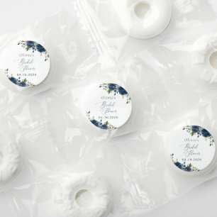 Navy Blue Flowers, Greenery, Boho, Bridal Shower Life Saver® Mints