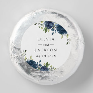 Navy Blue Flowers, Greenery, Boho, Floral Wedding Dipped Oreo Cookie Favors